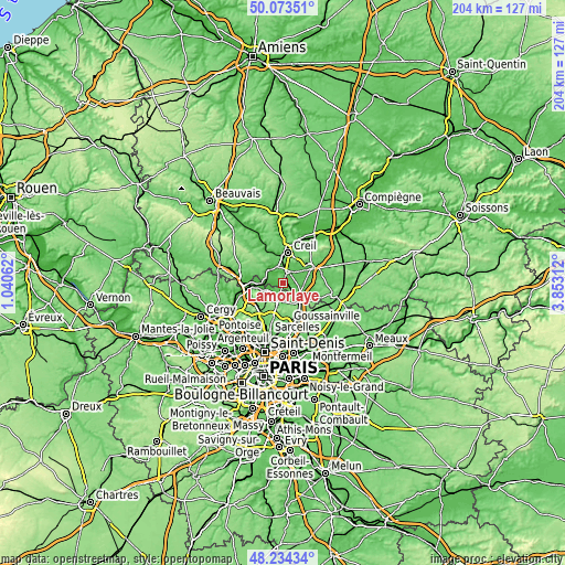 Topographic map of Lamorlaye