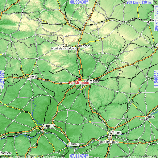 Topographic map of La Milesse