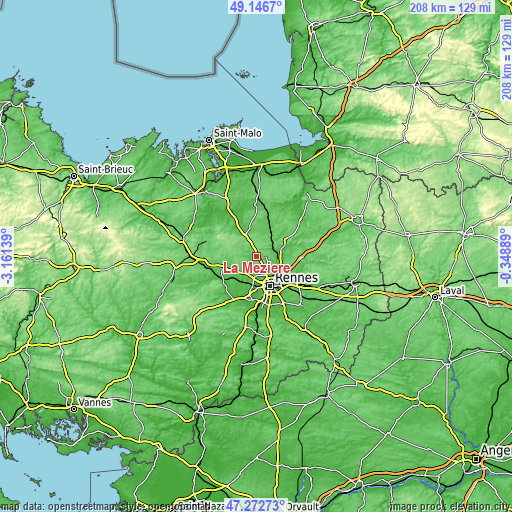 Topographic map of La Mézière