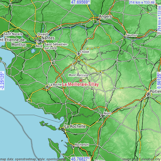 Topographic map of La Meilleraie-Tillay