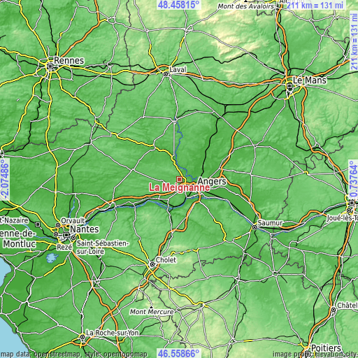Topographic map of La Meignanne