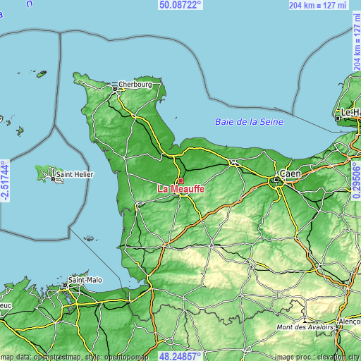 Topographic map of La Meauffe