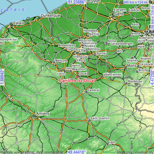 Topographic map of Lambres-lez-Douai