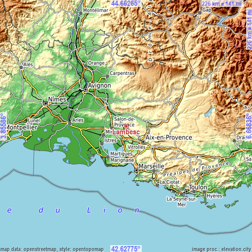 Topographic map of Lambesc