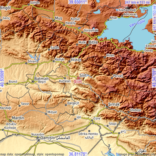 Topographic map of Siirt