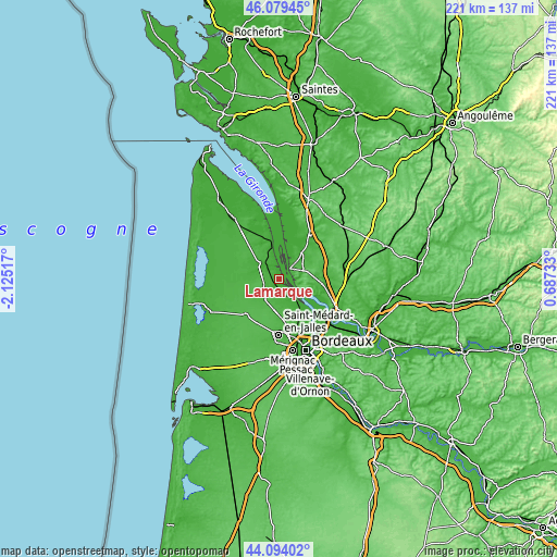 Topographic map of Lamarque