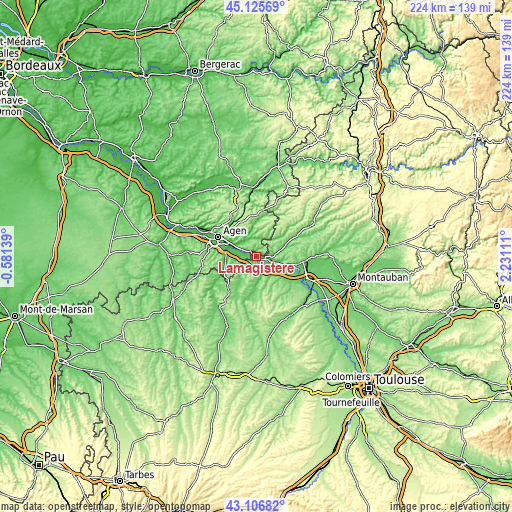 Topographic map of Lamagistère