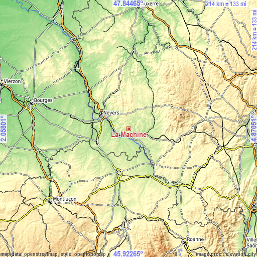 Topographic map of La Machine