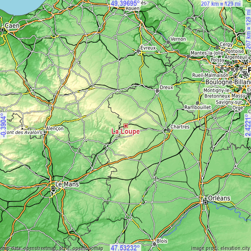 Topographic map of La Loupe