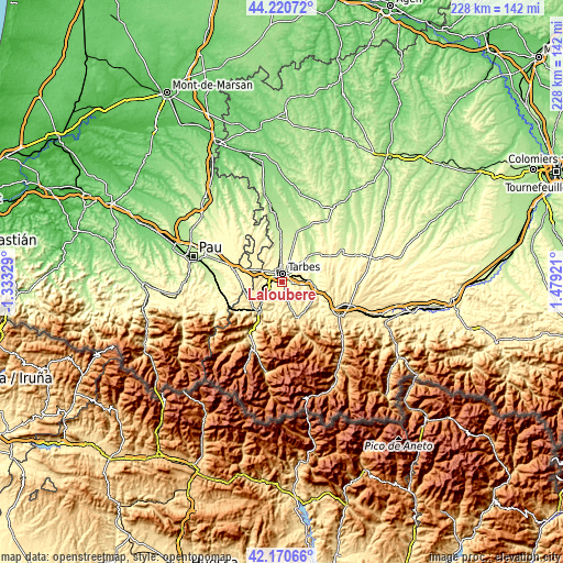 Topographic map of Laloubère