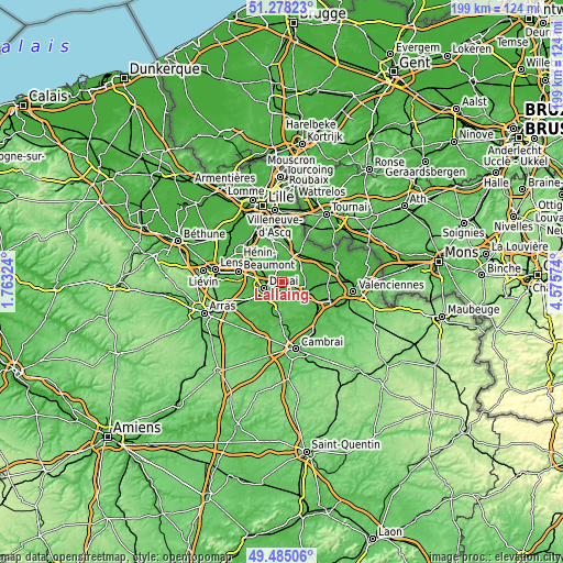 Topographic map of Lallaing