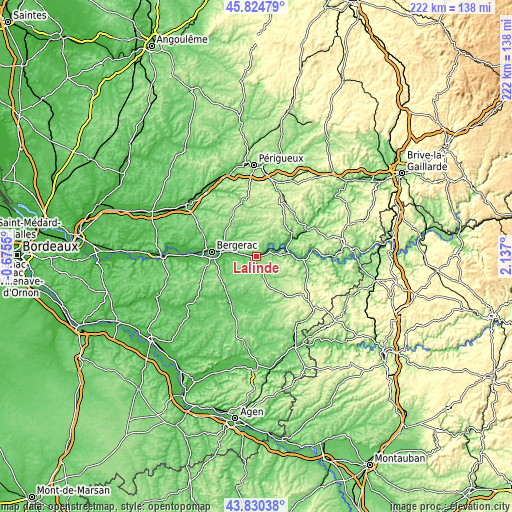 Topographic map of Lalinde