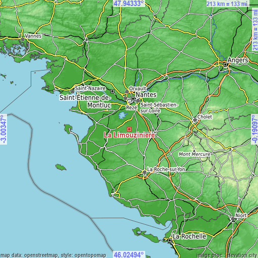 Topographic map of La Limouzinière