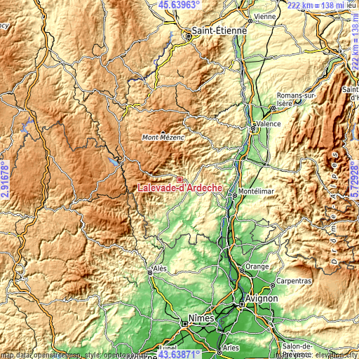 Topographic map of Lalevade-d’Ardèche