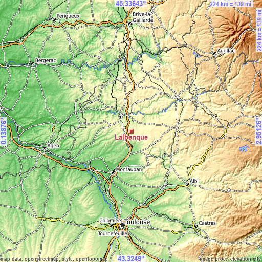 Topographic map of Lalbenque