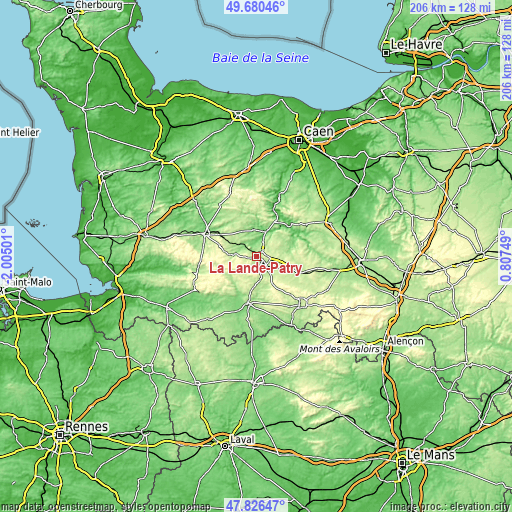 Topographic map of La Lande-Patry