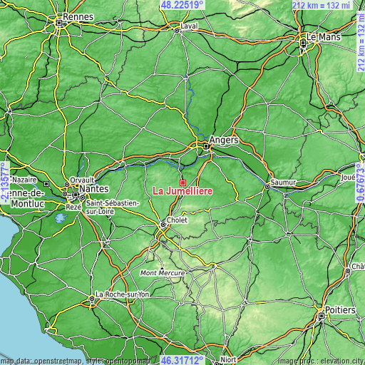 Topographic map of La Jumellière