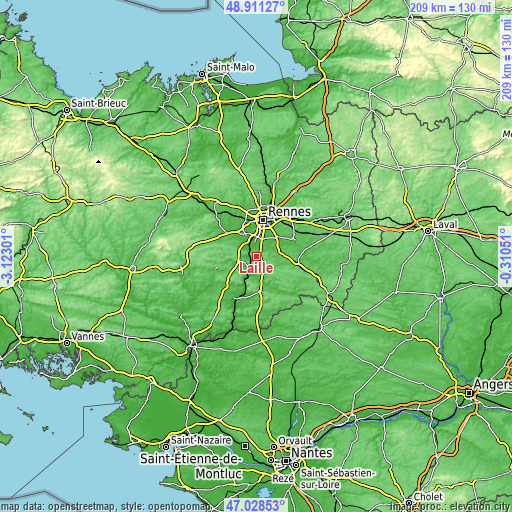 Topographic map of Laillé