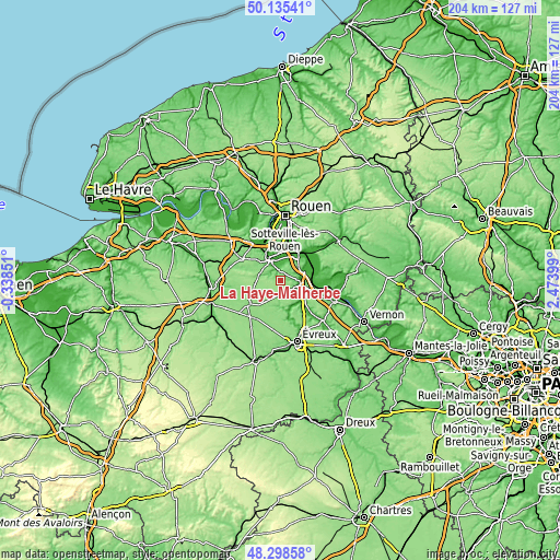 Topographic map of La Haye-Malherbe