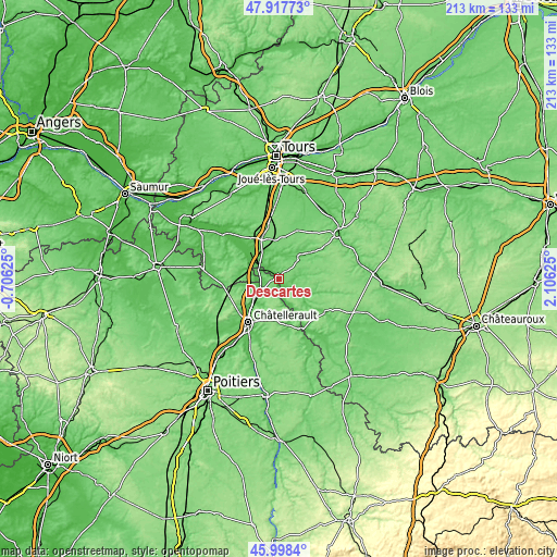 Topographic map of Descartes