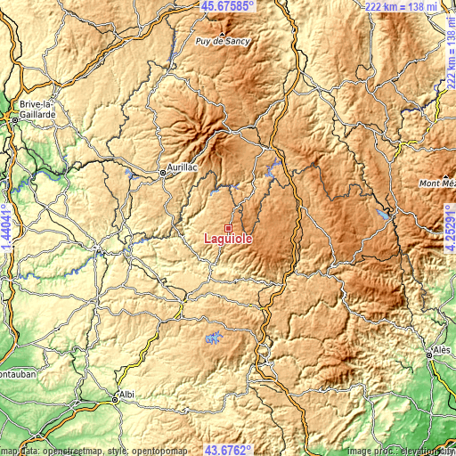 Topographic map of Laguiole