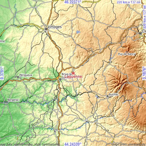 Topographic map of Laguenne