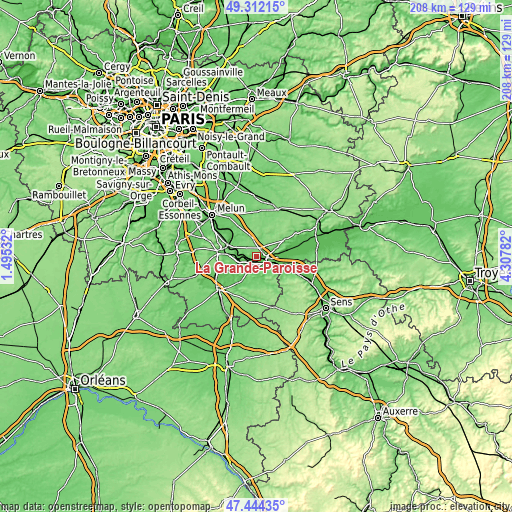 Topographic map of La Grande-Paroisse