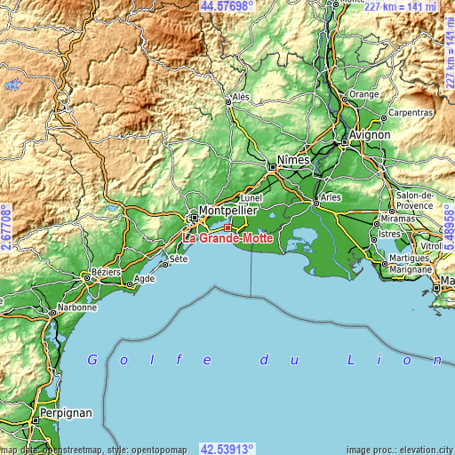 Topographic map of La Grande-Motte