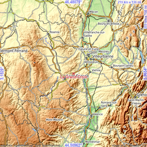 Topographic map of La Grand-Croix