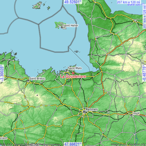 Topographic map of La Gouesnière