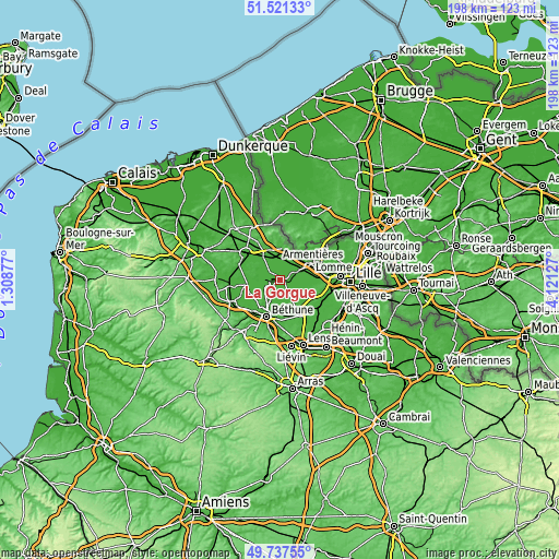 Topographic map of La Gorgue