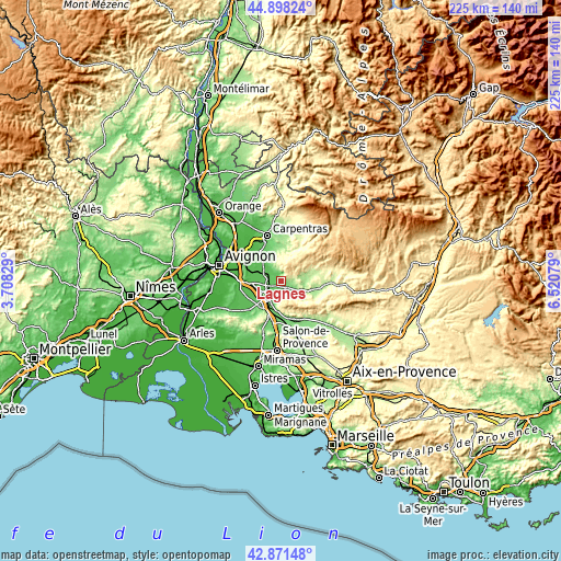 Topographic map of Lagnes