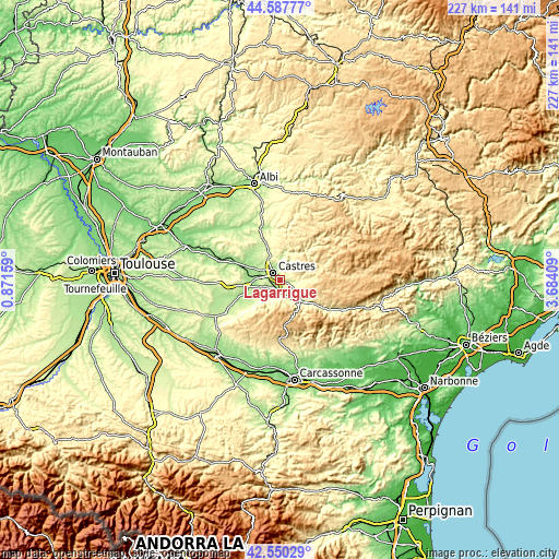 Topographic map of Lagarrigue