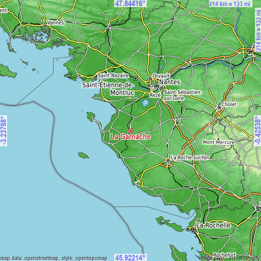 Topographic map of La Garnache