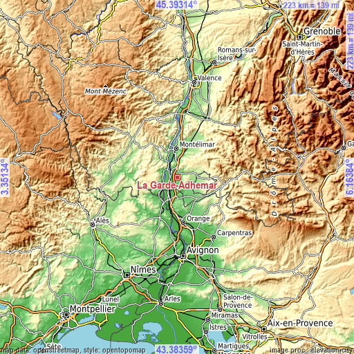 Topographic map of La Garde-Adhémar