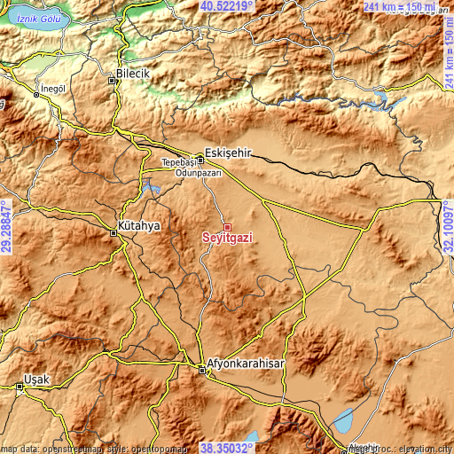 Topographic map of Seyitgazi