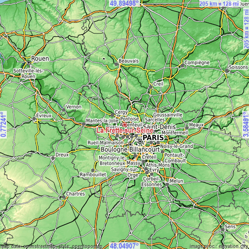 Topographic map of La Frette-sur-Seine