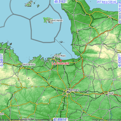 Topographic map of La Fresnais