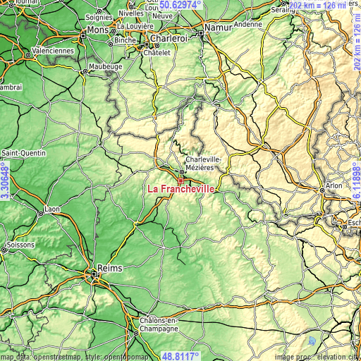 Topographic map of La Francheville