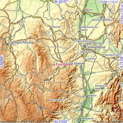 Topographic map of La Fouillouse