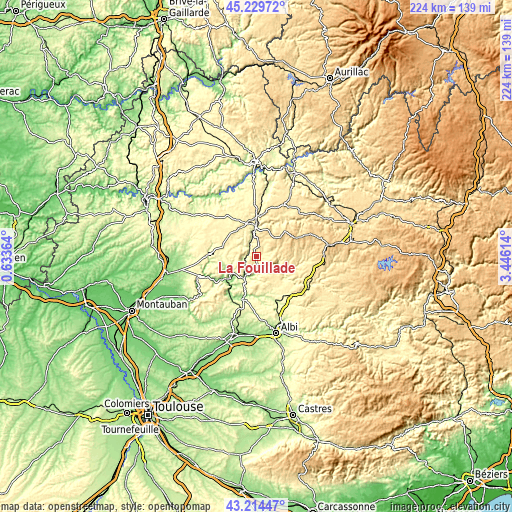 Topographic map of La Fouillade