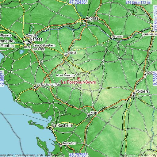 Topographic map of La Forêt-sur-Sèvre