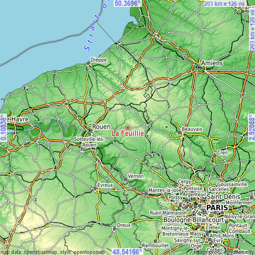 Topographic map of La Feuillie