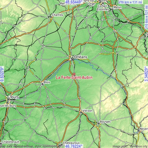 Topographic map of La Ferté-Saint-Aubin