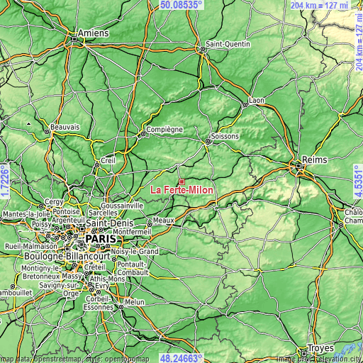 Topographic map of La Ferté-Milon