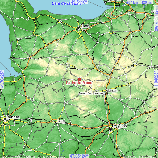 Topographic map of La Ferté-Macé