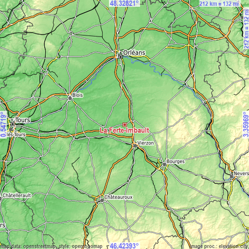 Topographic map of La Ferté-Imbault