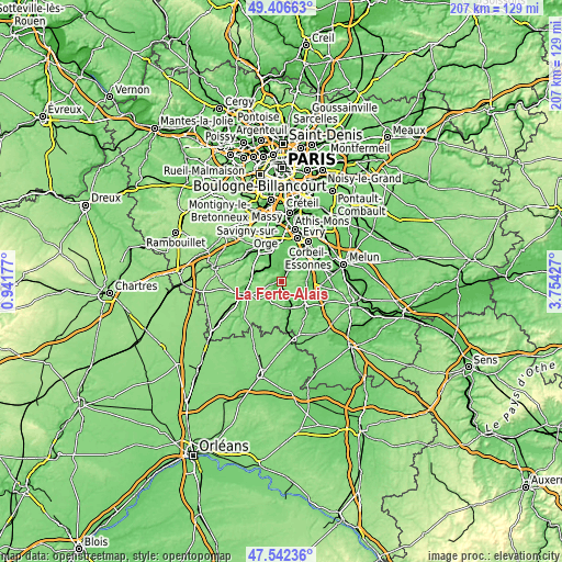 Topographic map of La Ferté-Alais