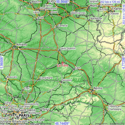 Topographic map of La Fère