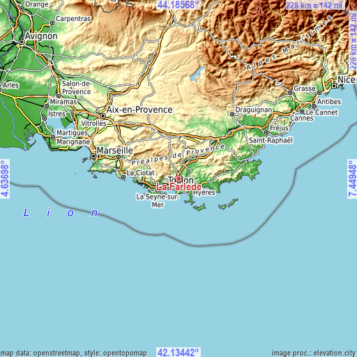 Topographic map of La Farlède